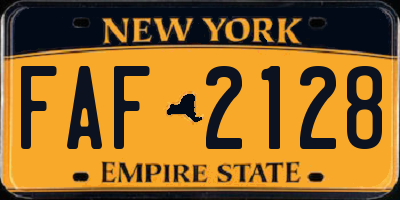 NY license plate FAF2128