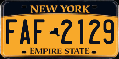 NY license plate FAF2129