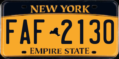 NY license plate FAF2130