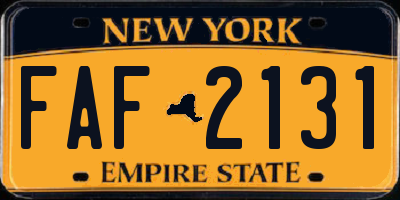 NY license plate FAF2131