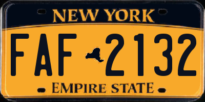 NY license plate FAF2132