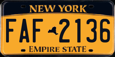 NY license plate FAF2136