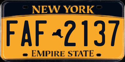 NY license plate FAF2137