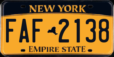 NY license plate FAF2138