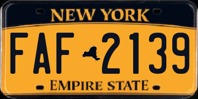 NY license plate FAF2139