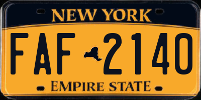 NY license plate FAF2140