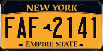 NY license plate FAF2141