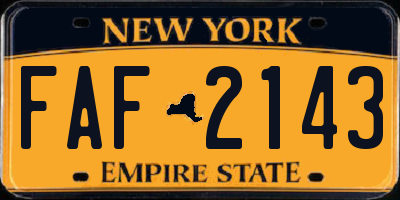 NY license plate FAF2143