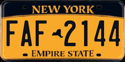 NY license plate FAF2144