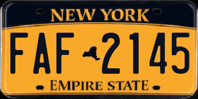 NY license plate FAF2145