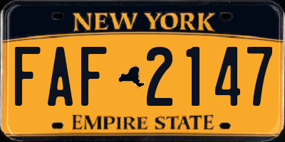 NY license plate FAF2147