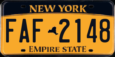 NY license plate FAF2148