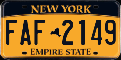 NY license plate FAF2149