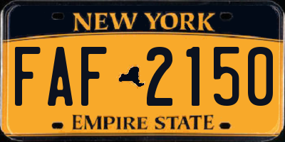 NY license plate FAF2150