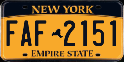 NY license plate FAF2151