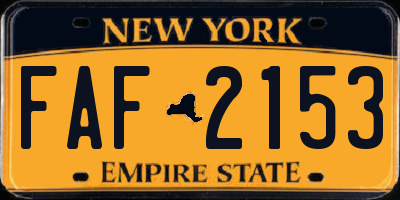 NY license plate FAF2153