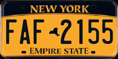 NY license plate FAF2155