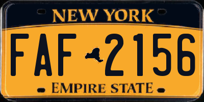 NY license plate FAF2156