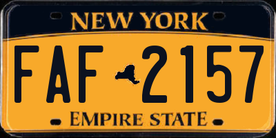 NY license plate FAF2157