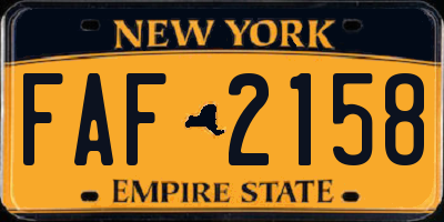 NY license plate FAF2158