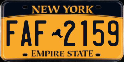 NY license plate FAF2159