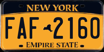 NY license plate FAF2160