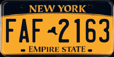 NY license plate FAF2163