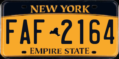 NY license plate FAF2164