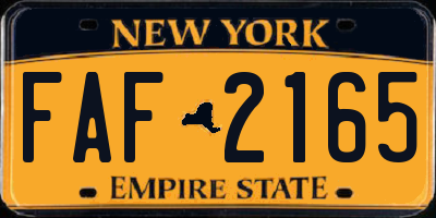 NY license plate FAF2165