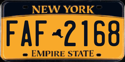 NY license plate FAF2168