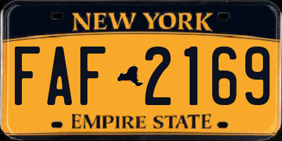 NY license plate FAF2169