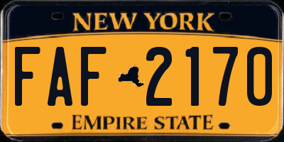 NY license plate FAF2170