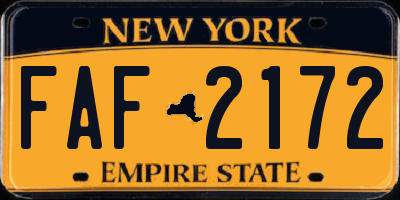 NY license plate FAF2172