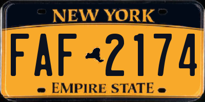 NY license plate FAF2174