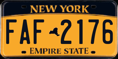 NY license plate FAF2176