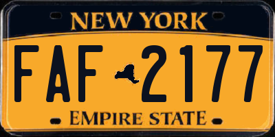 NY license plate FAF2177