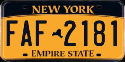 NY license plate FAF2181