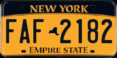 NY license plate FAF2182