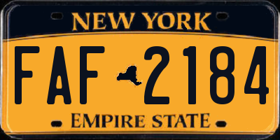 NY license plate FAF2184