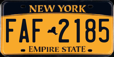 NY license plate FAF2185