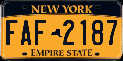 NY license plate FAF2187