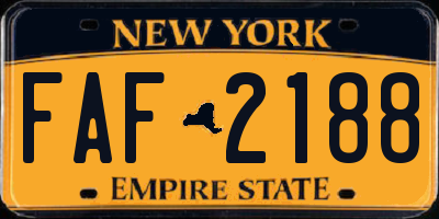 NY license plate FAF2188