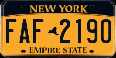 NY license plate FAF2190