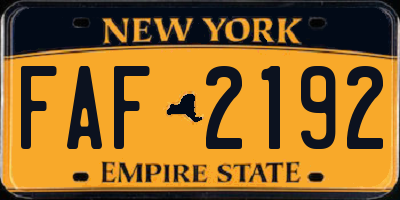 NY license plate FAF2192