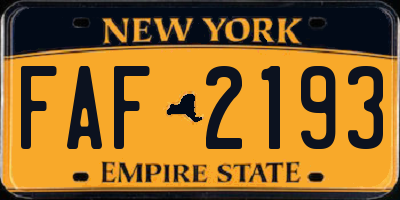 NY license plate FAF2193