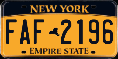 NY license plate FAF2196