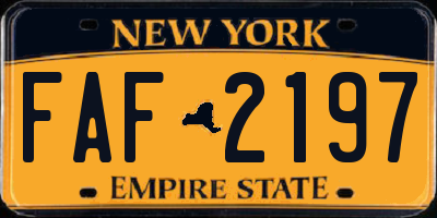 NY license plate FAF2197