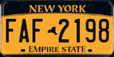 NY license plate FAF2198