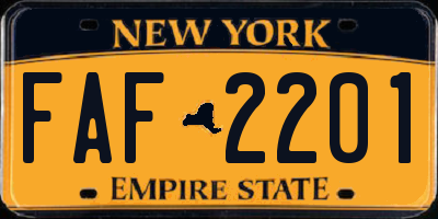 NY license plate FAF2201