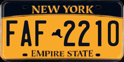 NY license plate FAF2210